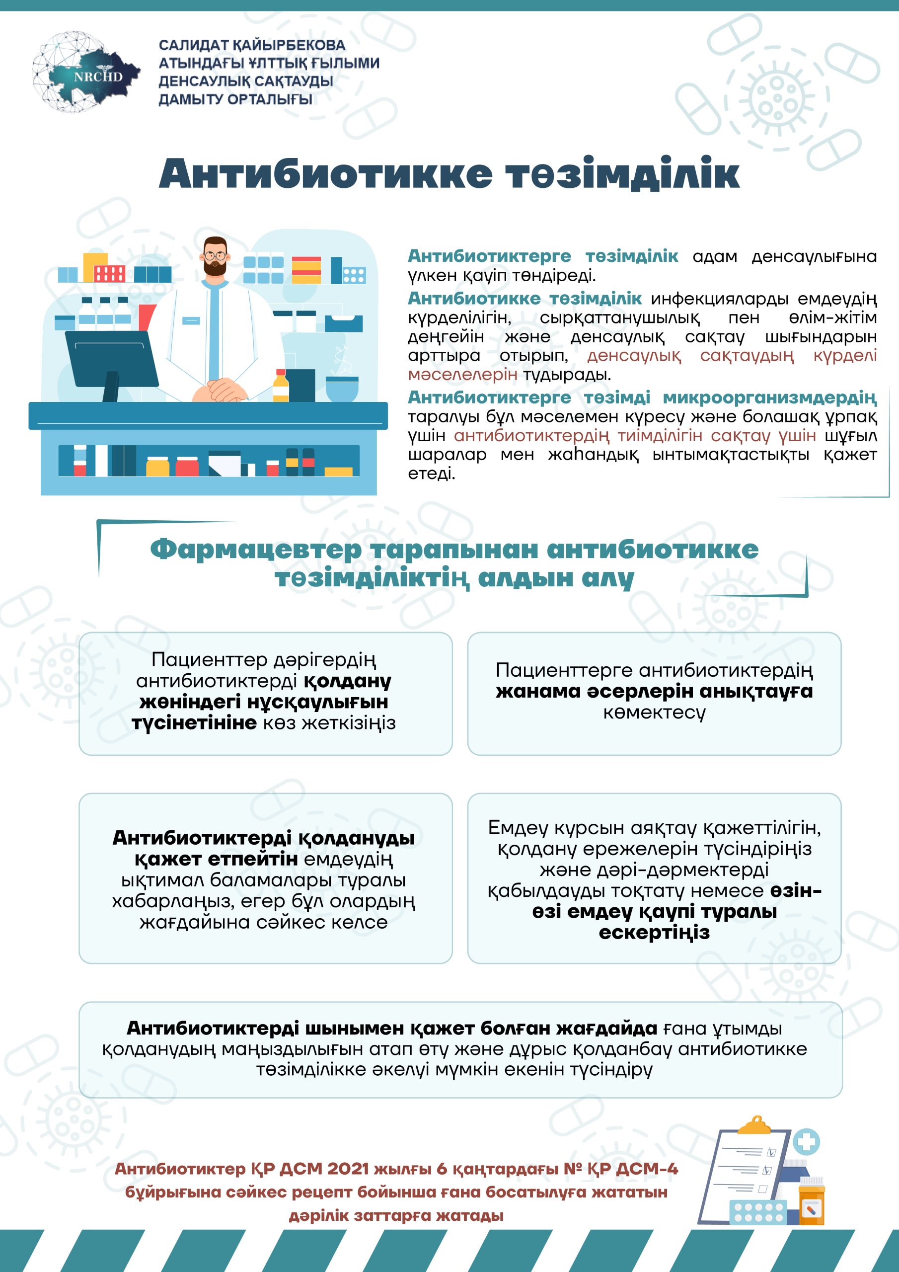 Ақпараттық плакат антибиотиктерге төзімділік және оның алдын алу шаралары туралы